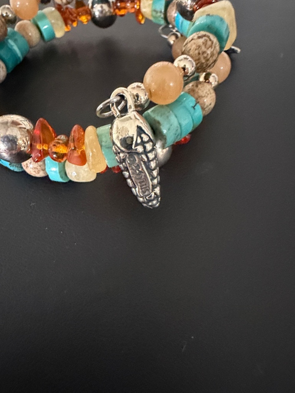 Carolyn Pollock Relios Multi Gemstone Multicolored Beaded Coil Wrap Bracelet - Picture 4 of 4